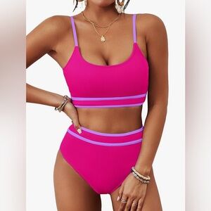 Pink and Purple Women's Bikini Set